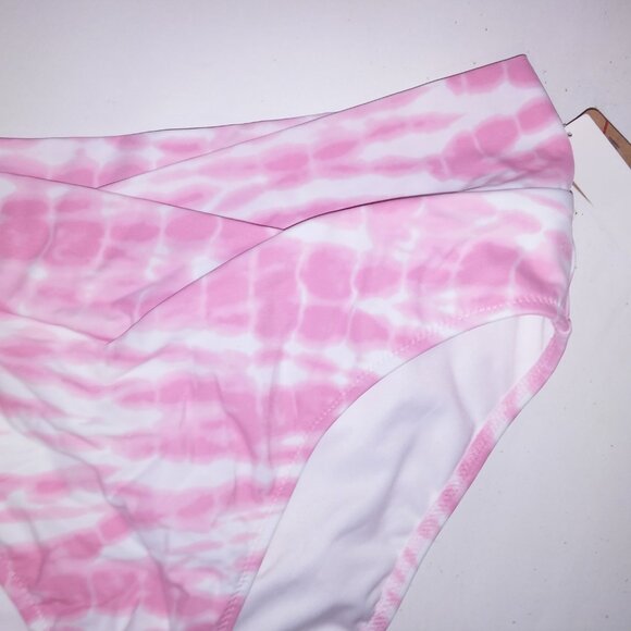 Victoria Secret PINK Swim Bikini Bottom XL Pink White Crossover Cheeky Tie Die N - Picture 4 of 5